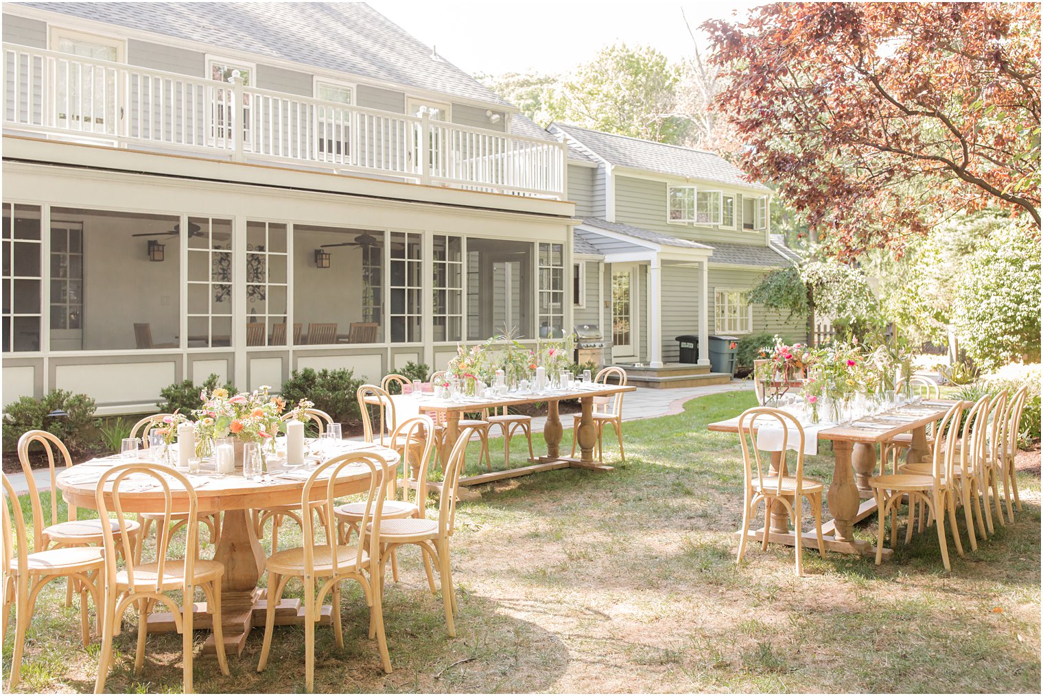Westfield NJ backyard wedding reception tables