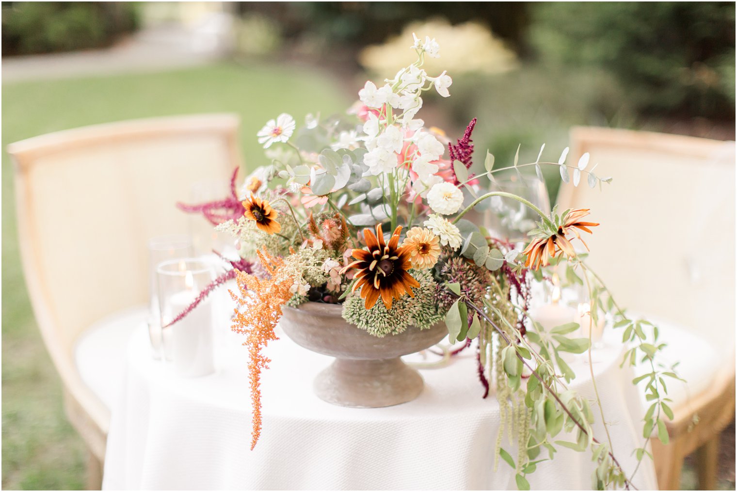 wildflower centerpieces for Westfield NJ backyard wedding