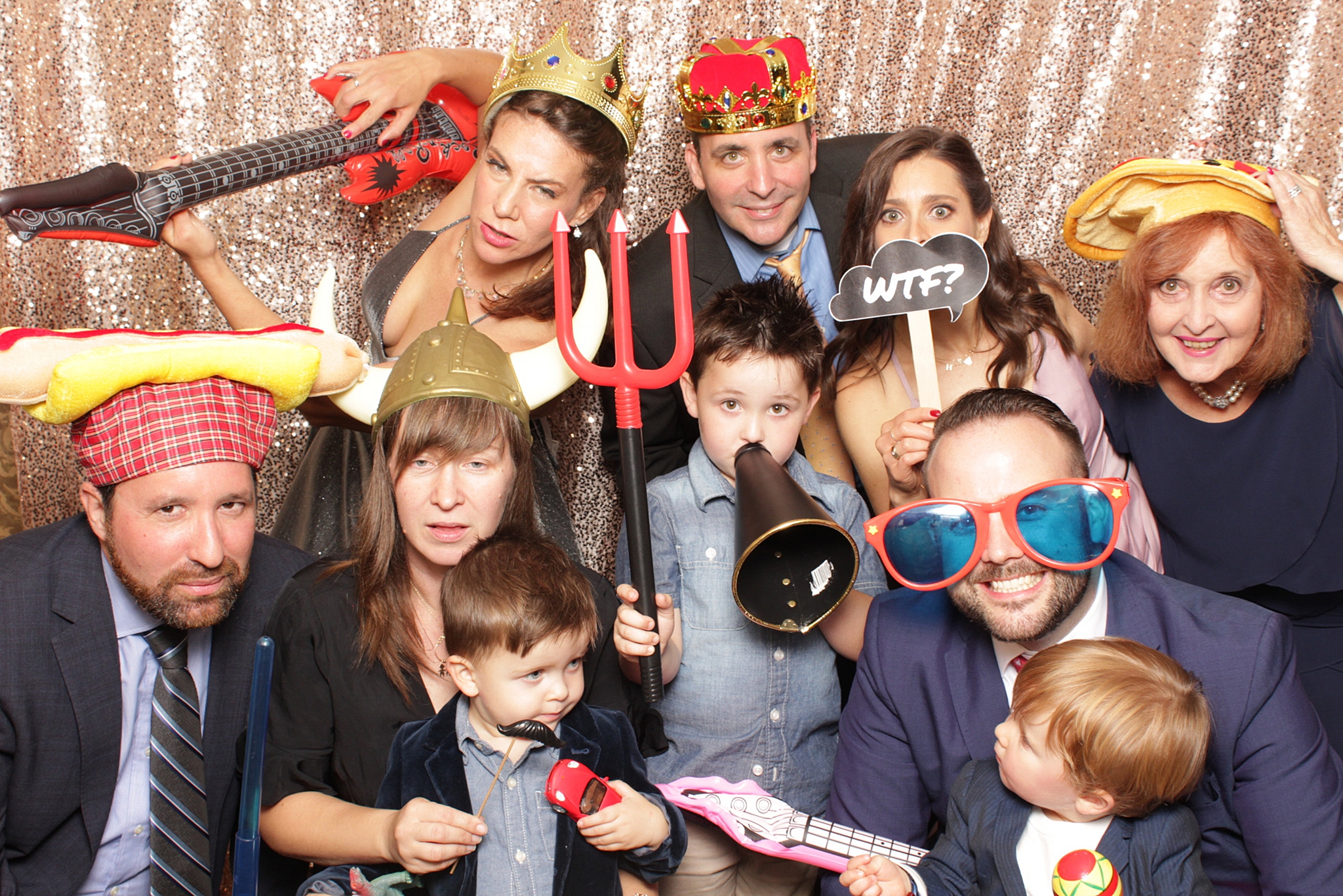 big group shot during photo booth at Clarks Landing Yacht Club wedding