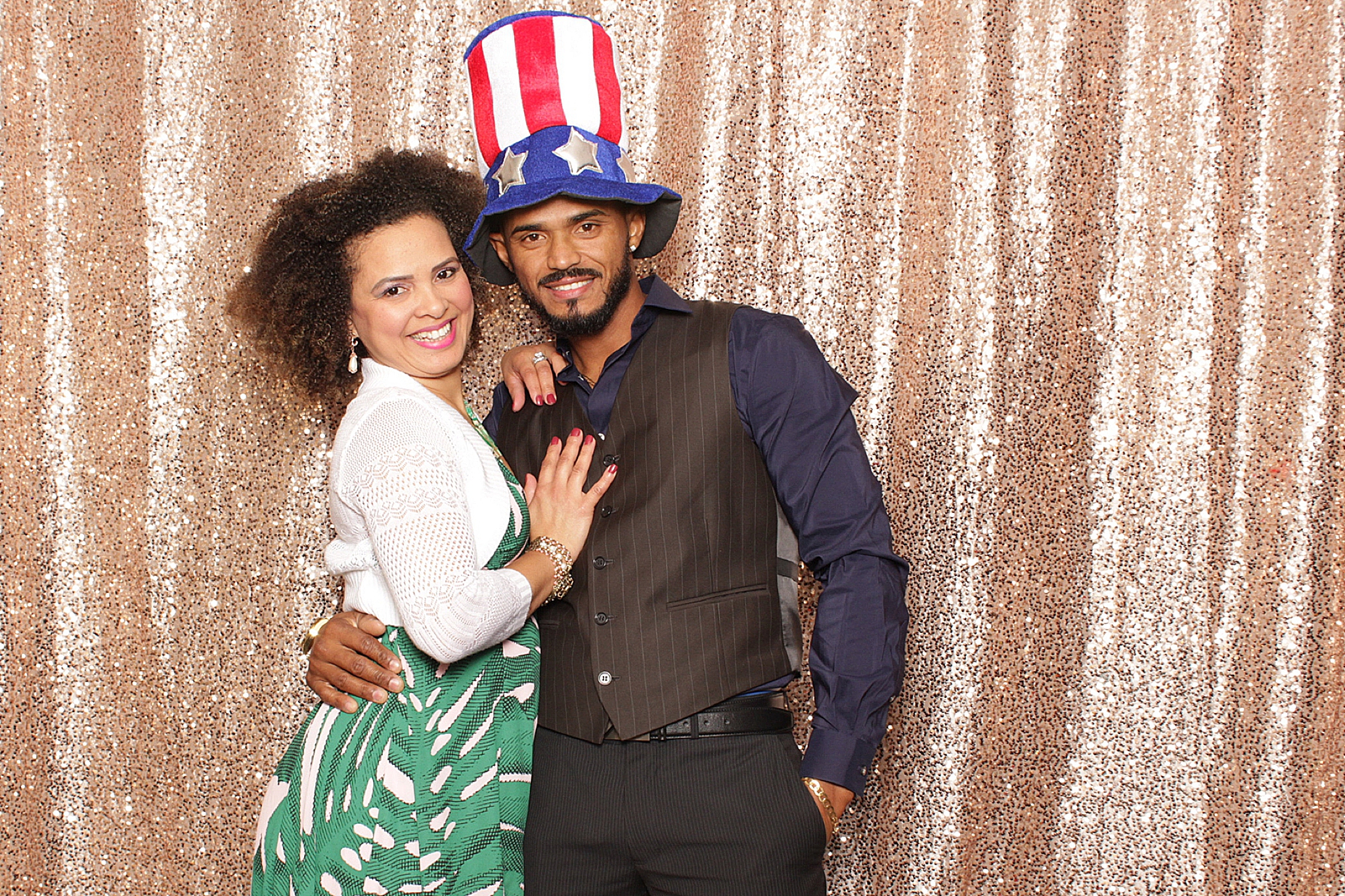 fun poses in photo booth at New Jersey wedding
