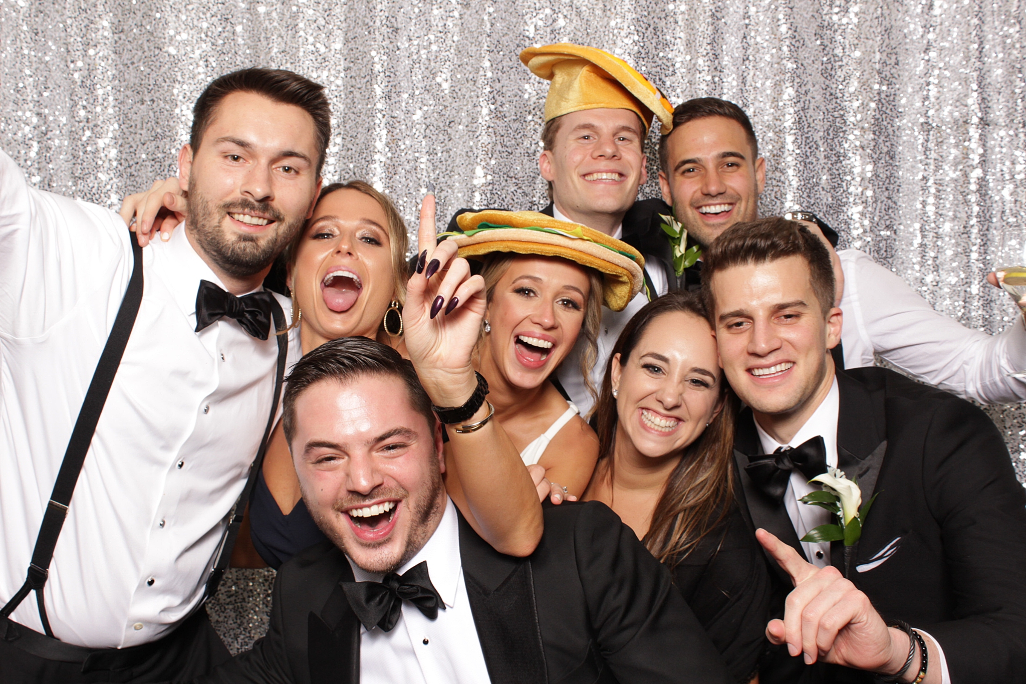 wedding guests laugh during Park Chateau Estate Photo Booth fun