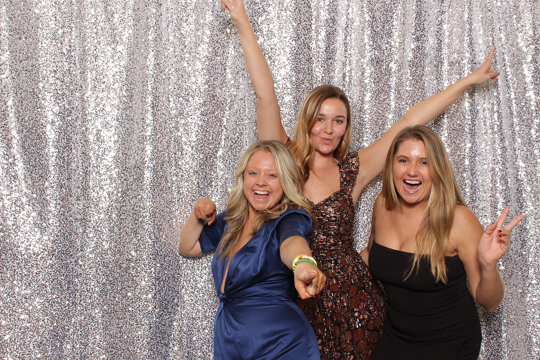 wedding guests dance in photo booth