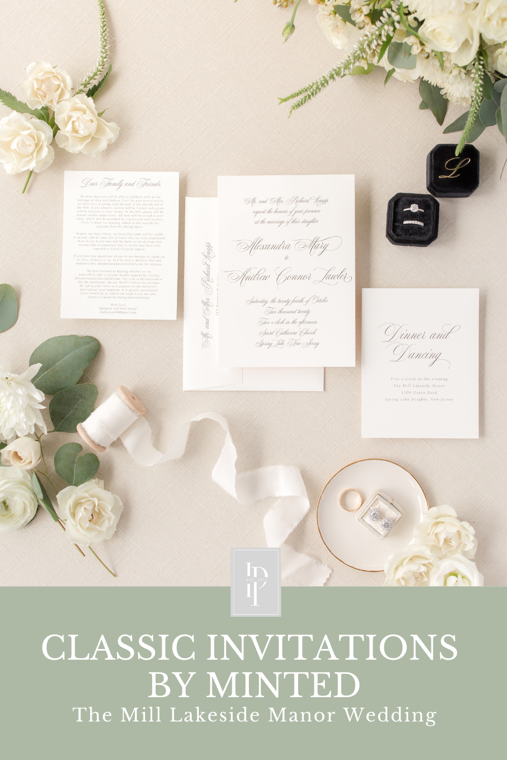 classic fall wedding invitations for The Mill Lakeside Manor wedding in Spring Lake NJ 