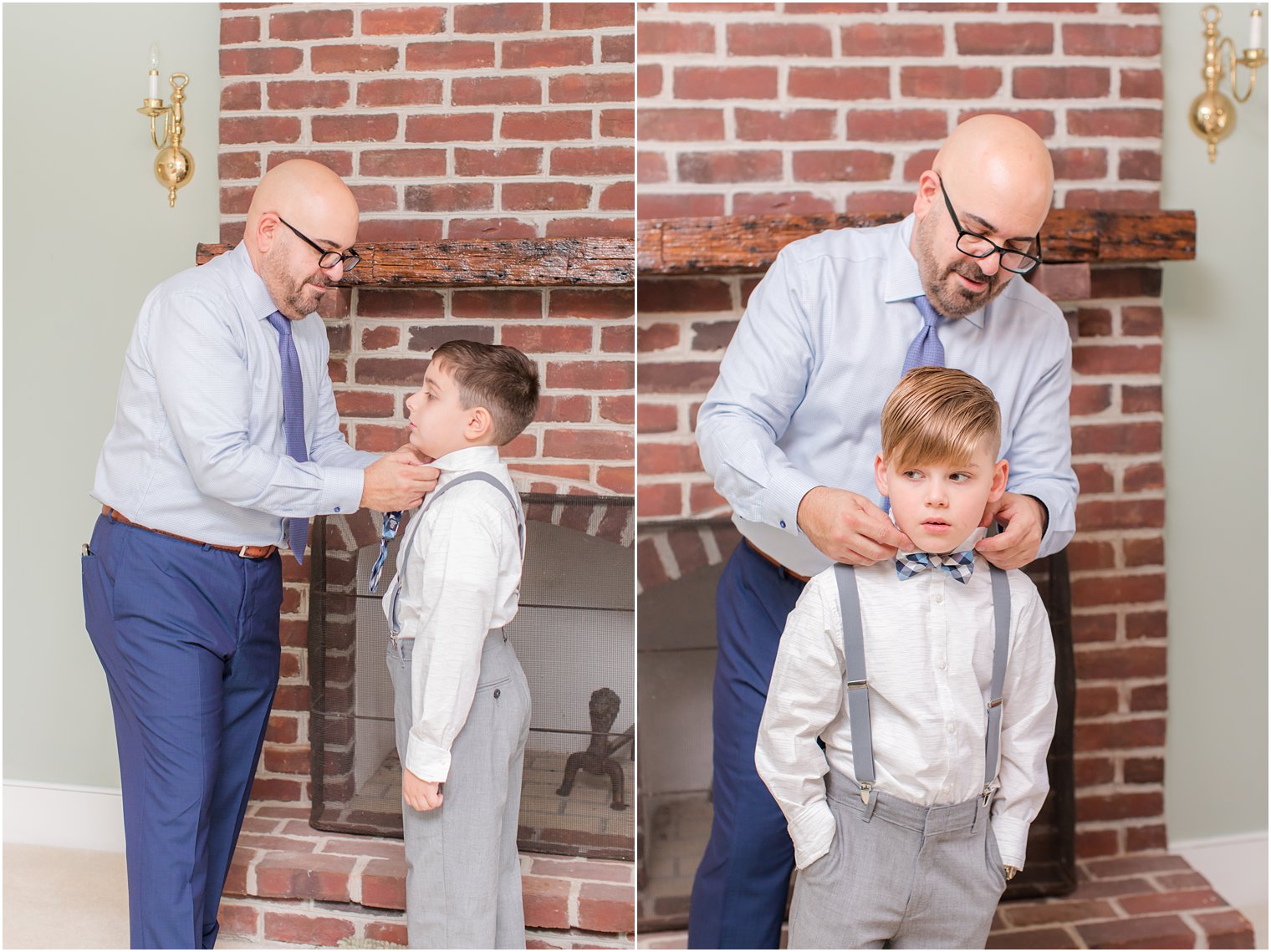 groom helps sons with bowties for NJ wedding