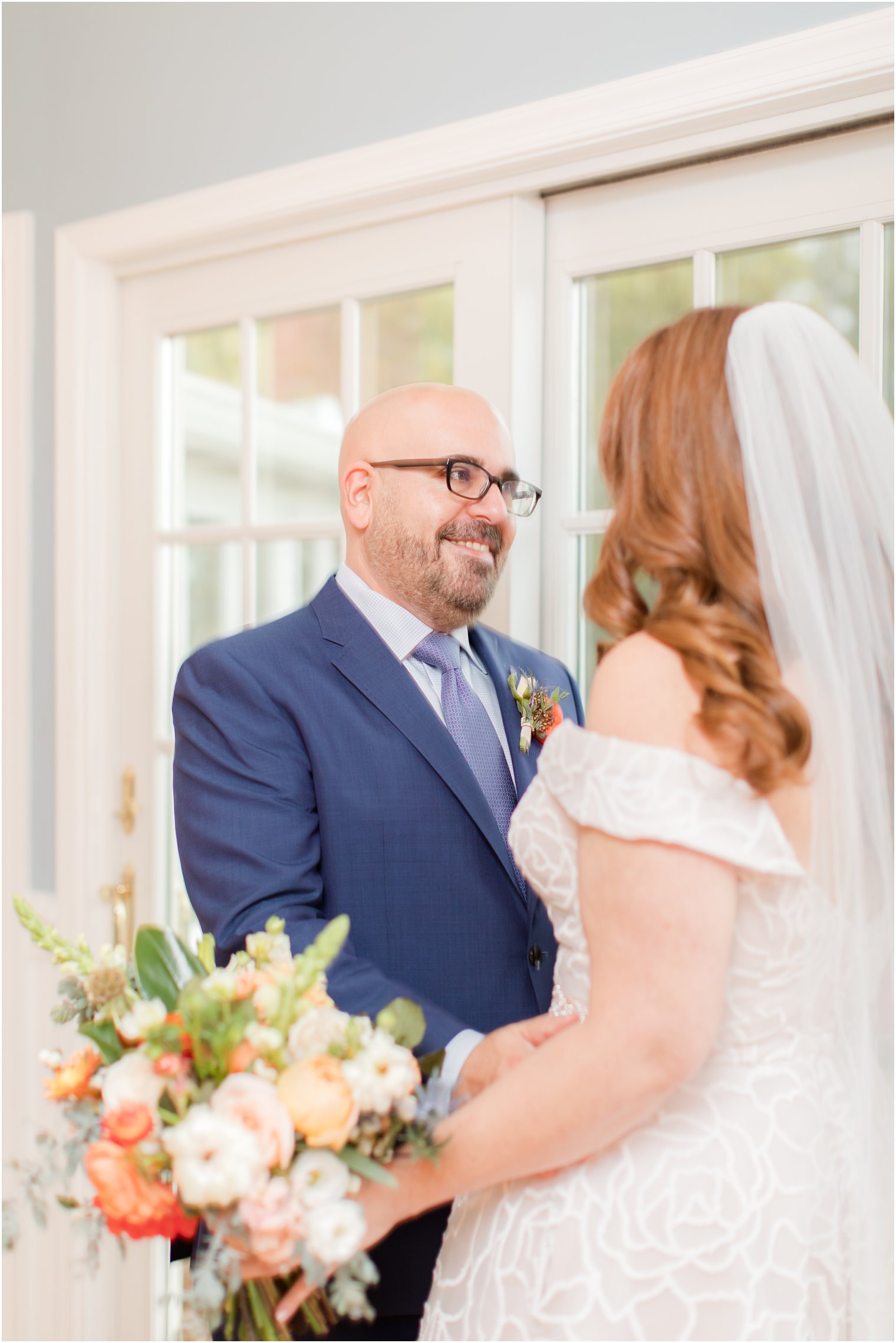 first look on New Jersey wedding day