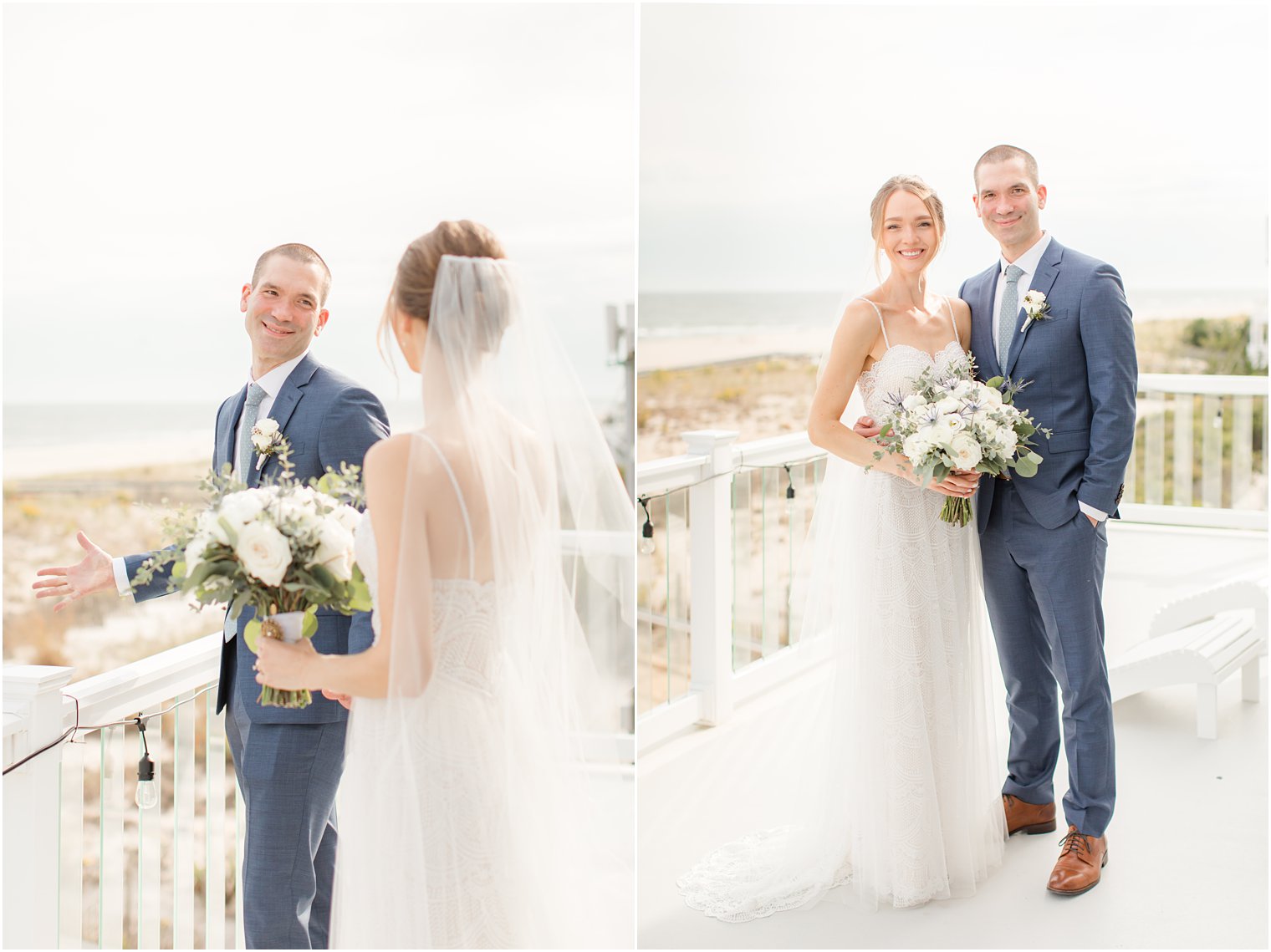 LBI first look on rooftop before wedding
