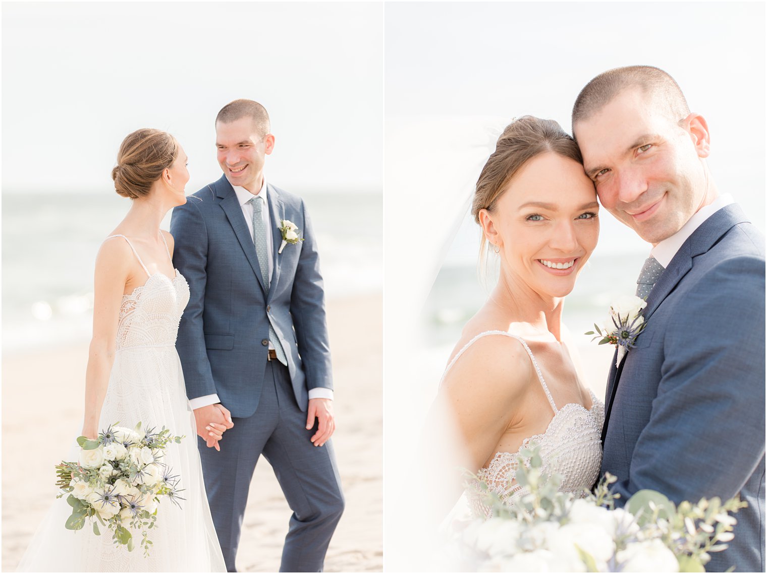 Long Beach Island Intimate Wedding portraits of bride and groom