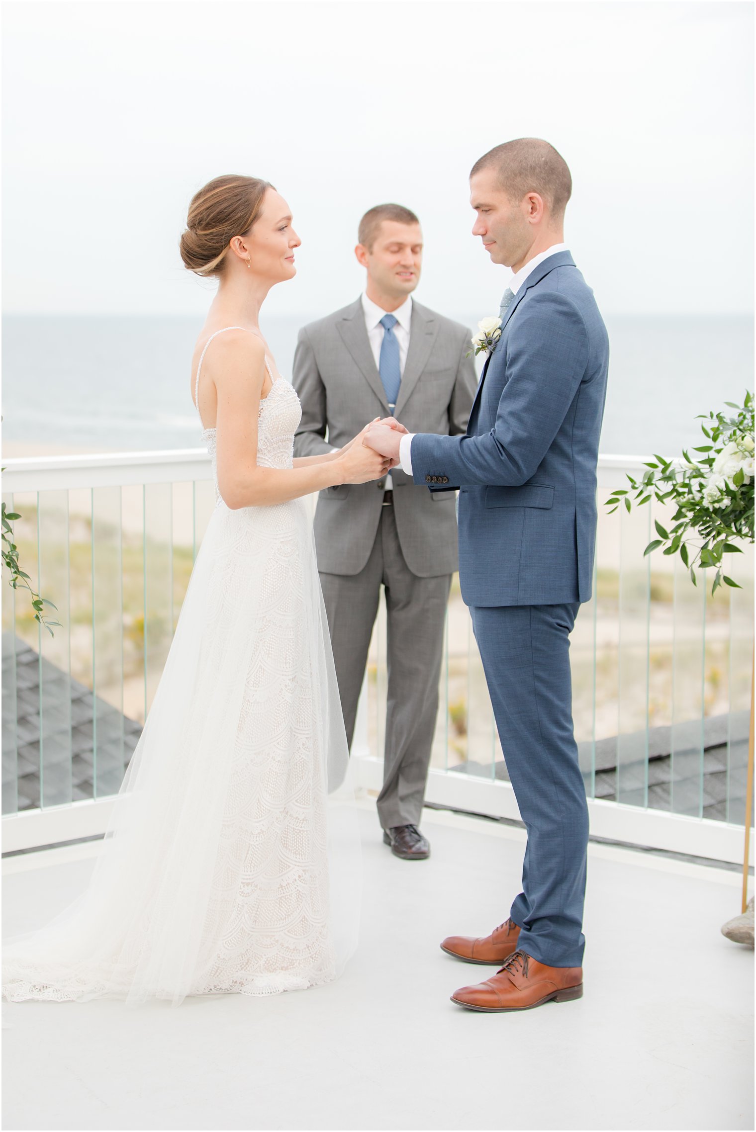 newlyweds exchange vows during Long Beach Island Intimate Wedding ceremony