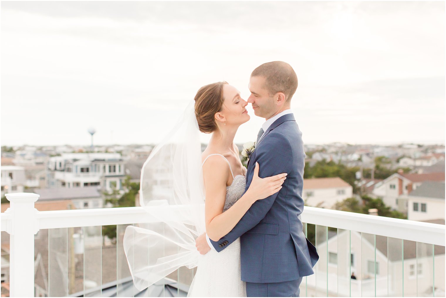 romantic wedding portraits on LBI rooftop