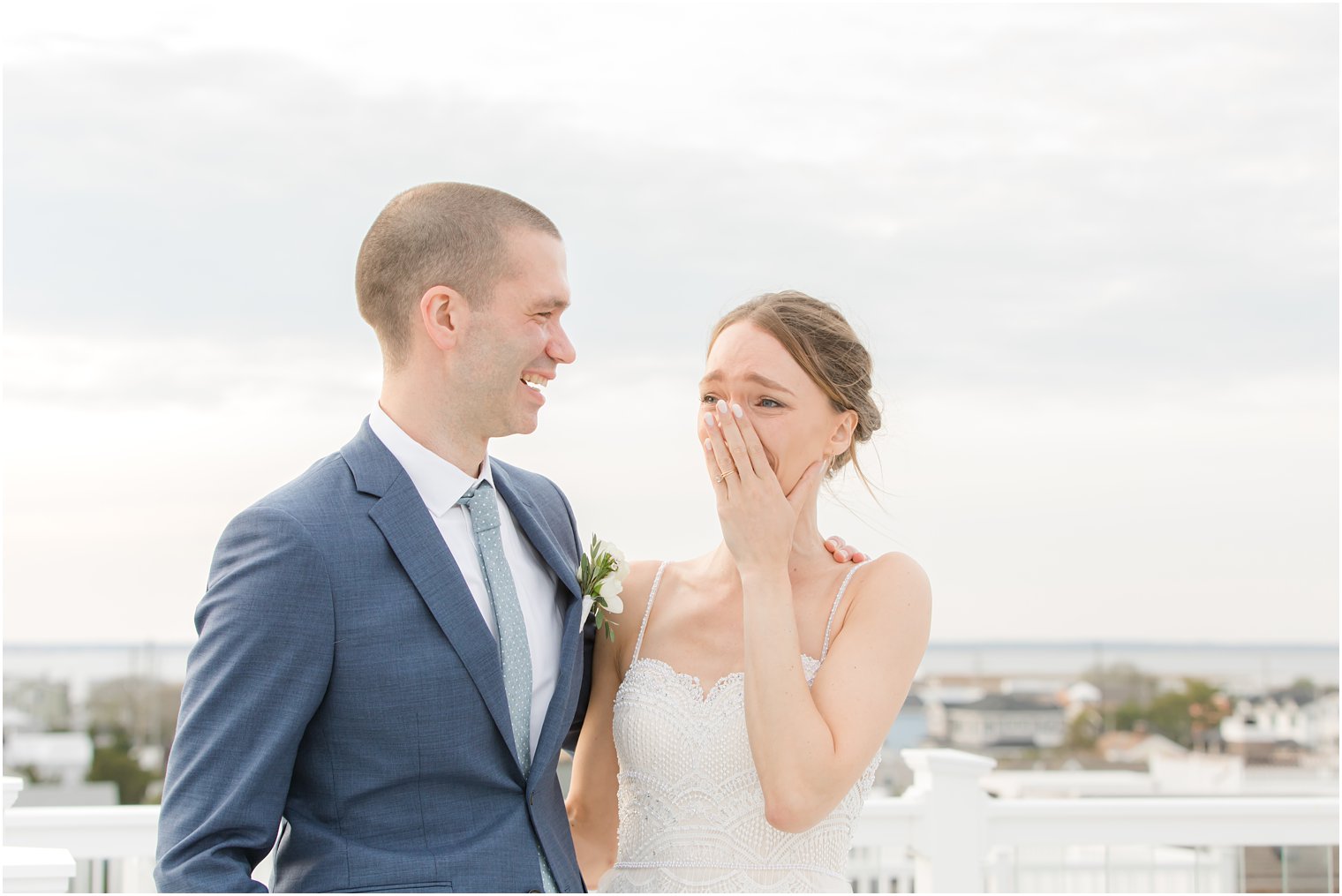 bride cries after Long Beach Island Intimate Wedding