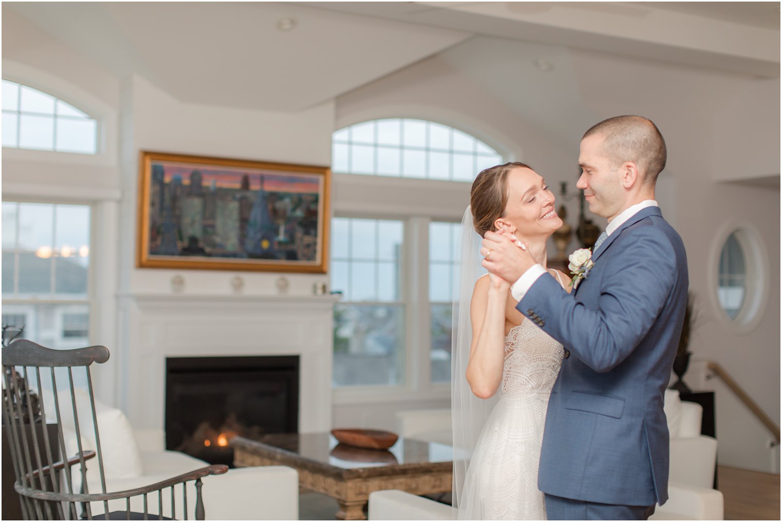 bride and groom dance alone before NJ wedding