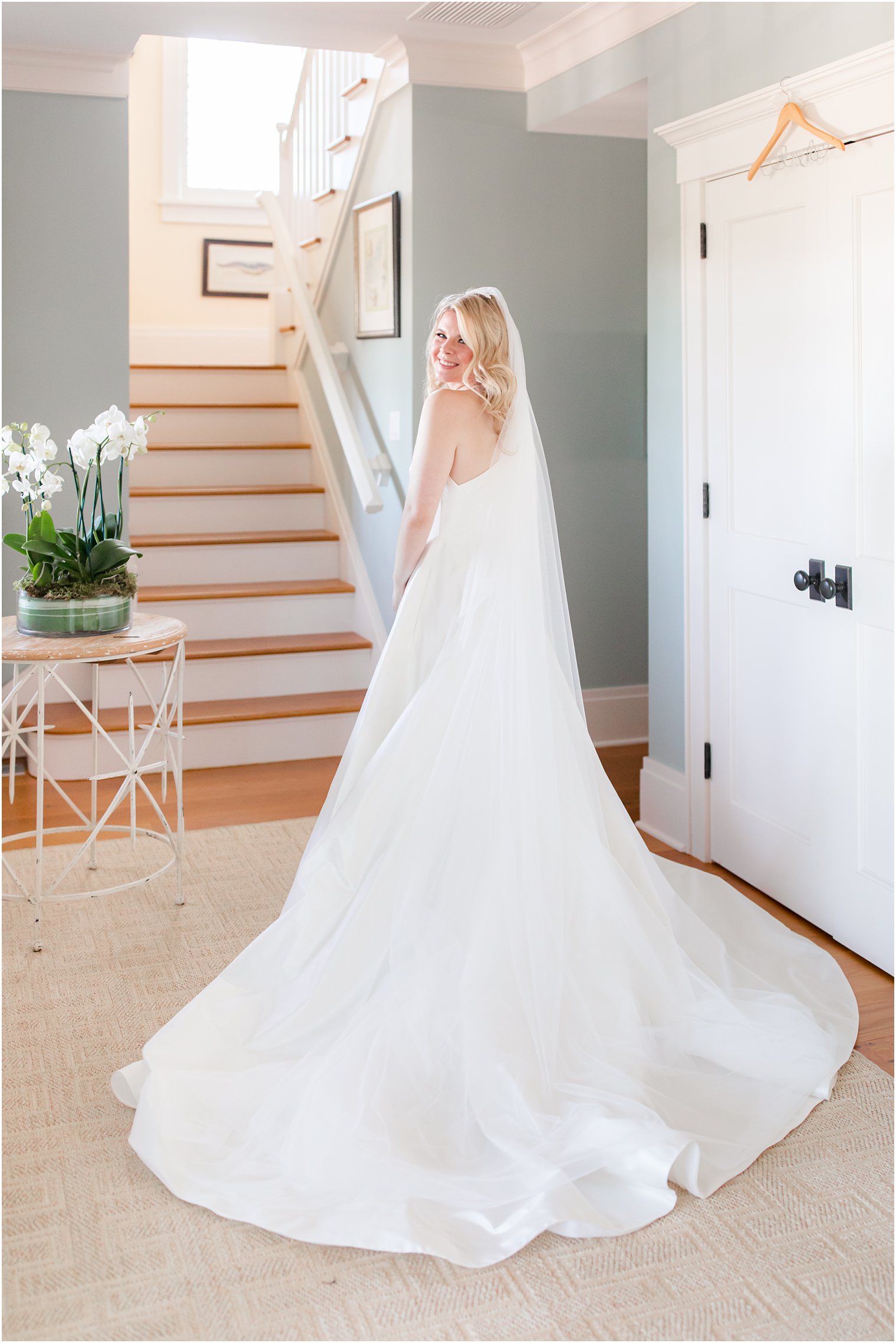 bridal portrait in childhood home before NJ wedding