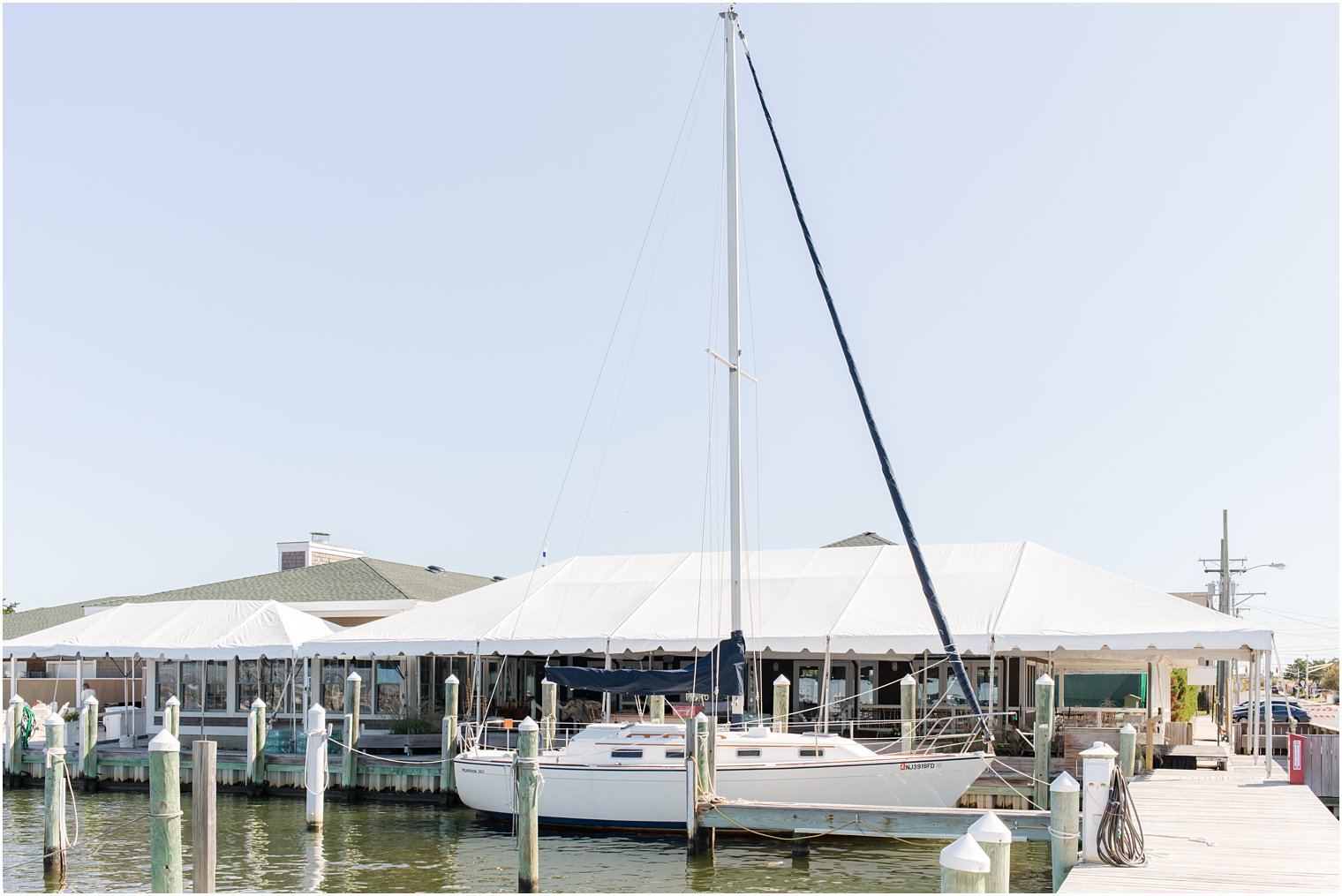 sailboat docked at Mantoloking Yacht Club