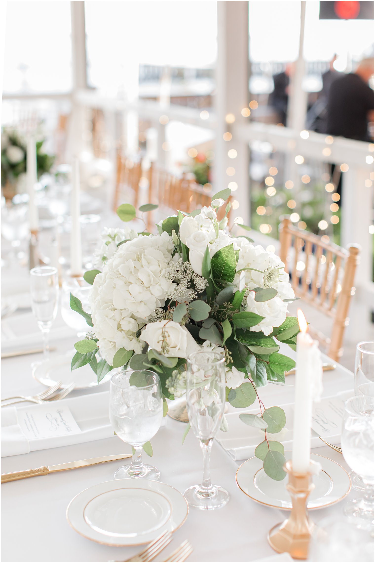 ivory floral centerpieces at Mantoloking Yacht Club