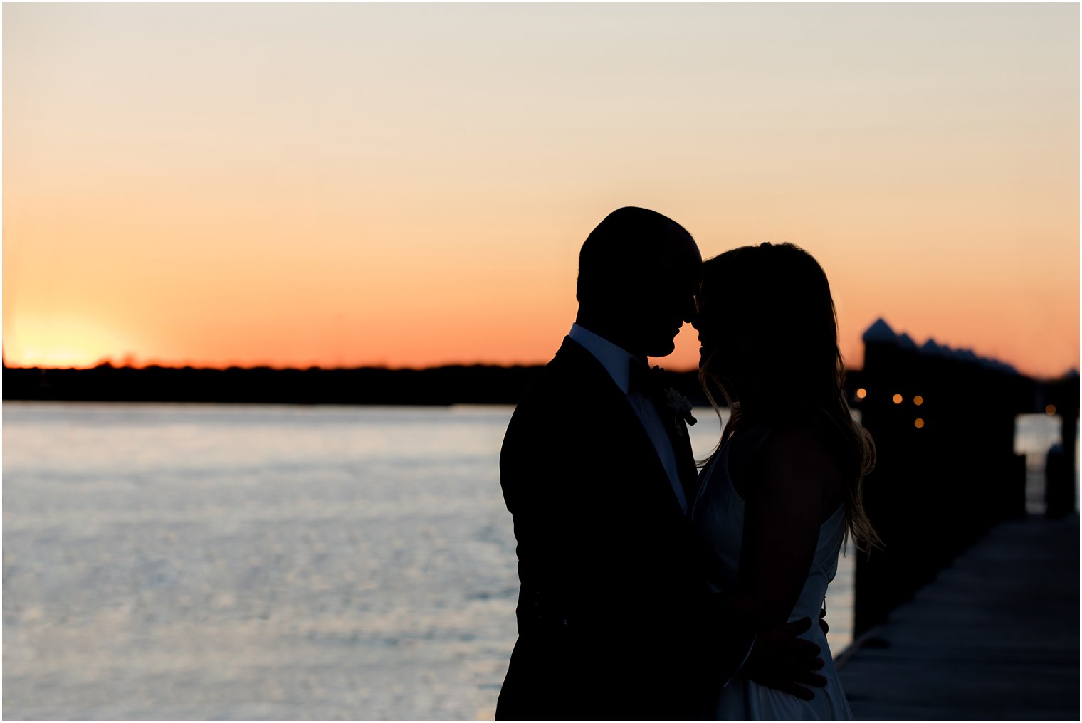 sunset wedding portraits on Barnegat Bay