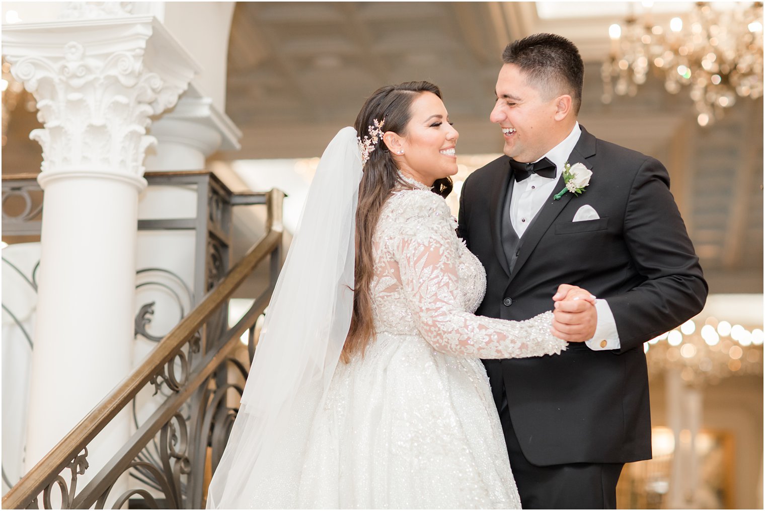 New Jersey couple smiles on wedding day