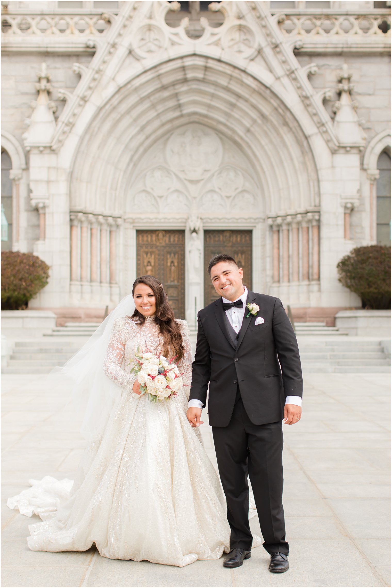 wedding portraits by church in Newark NJ