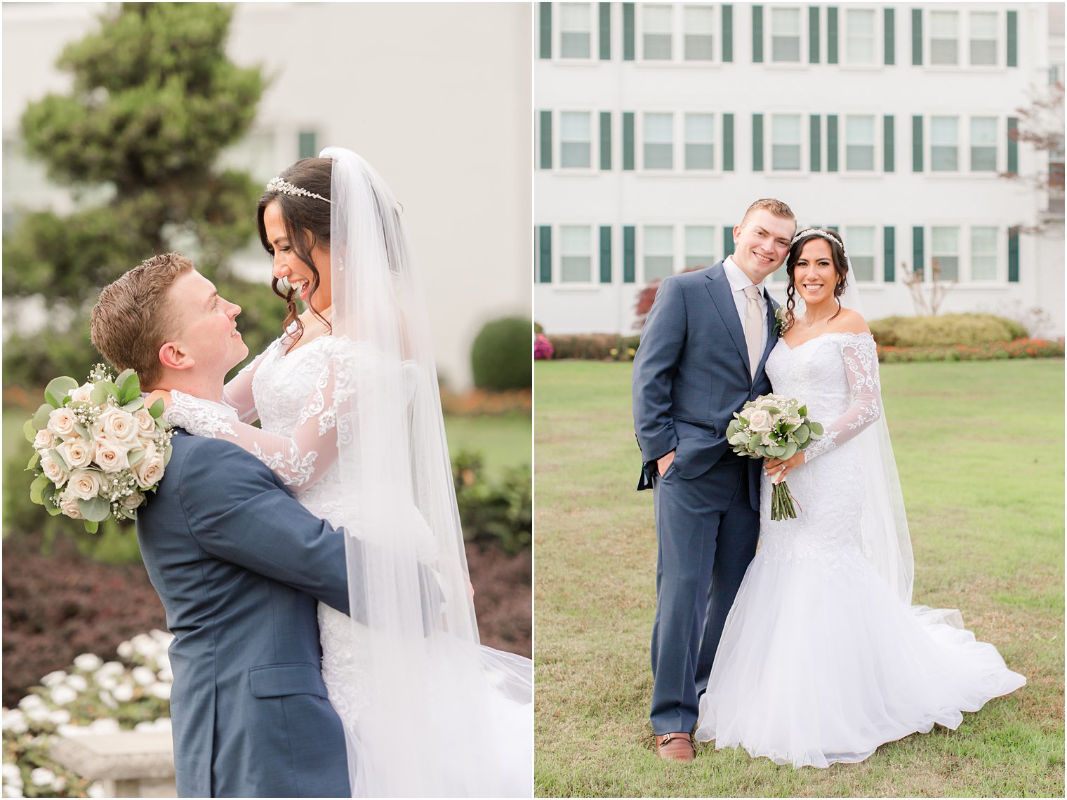 Seaview Hotel wedding portraits of bride and groom