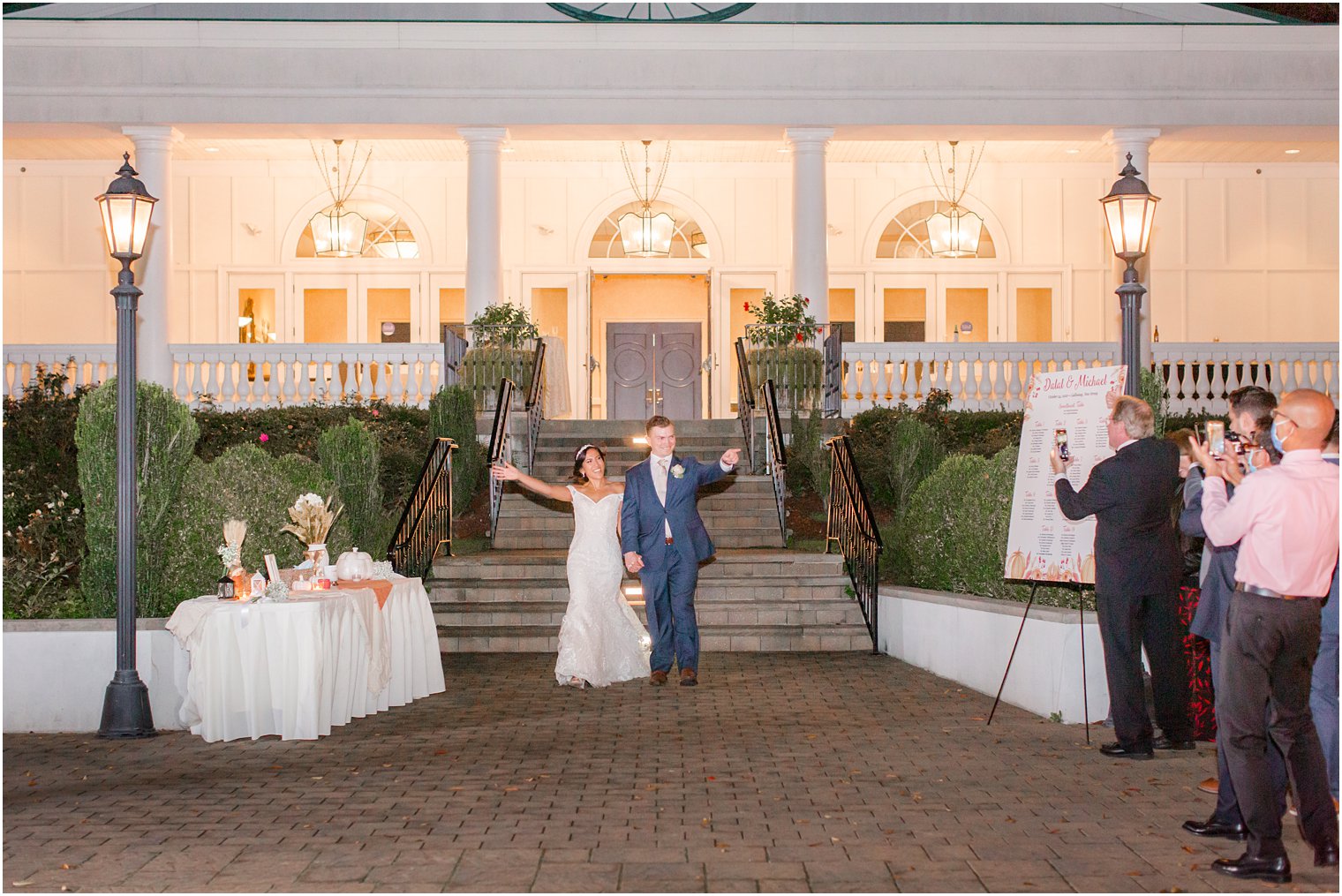 bride and groom enter wedding reception at the Seaview Hotel