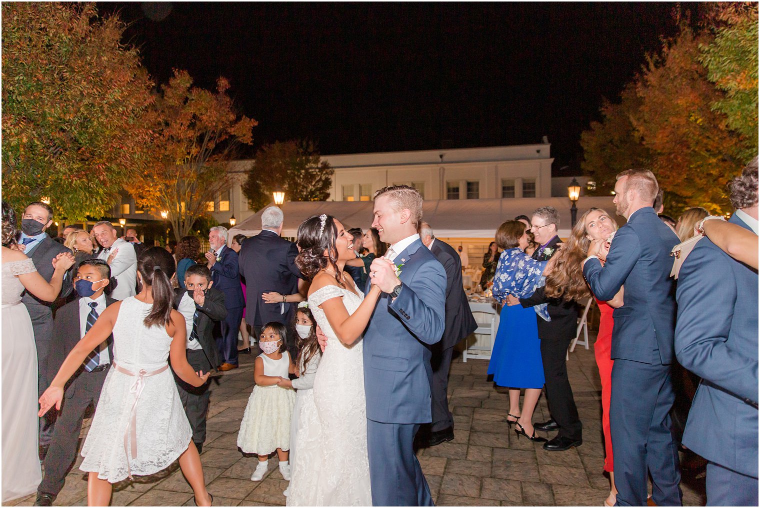 newlyweds dance with guests during Seaview Hotel Wedding reception
