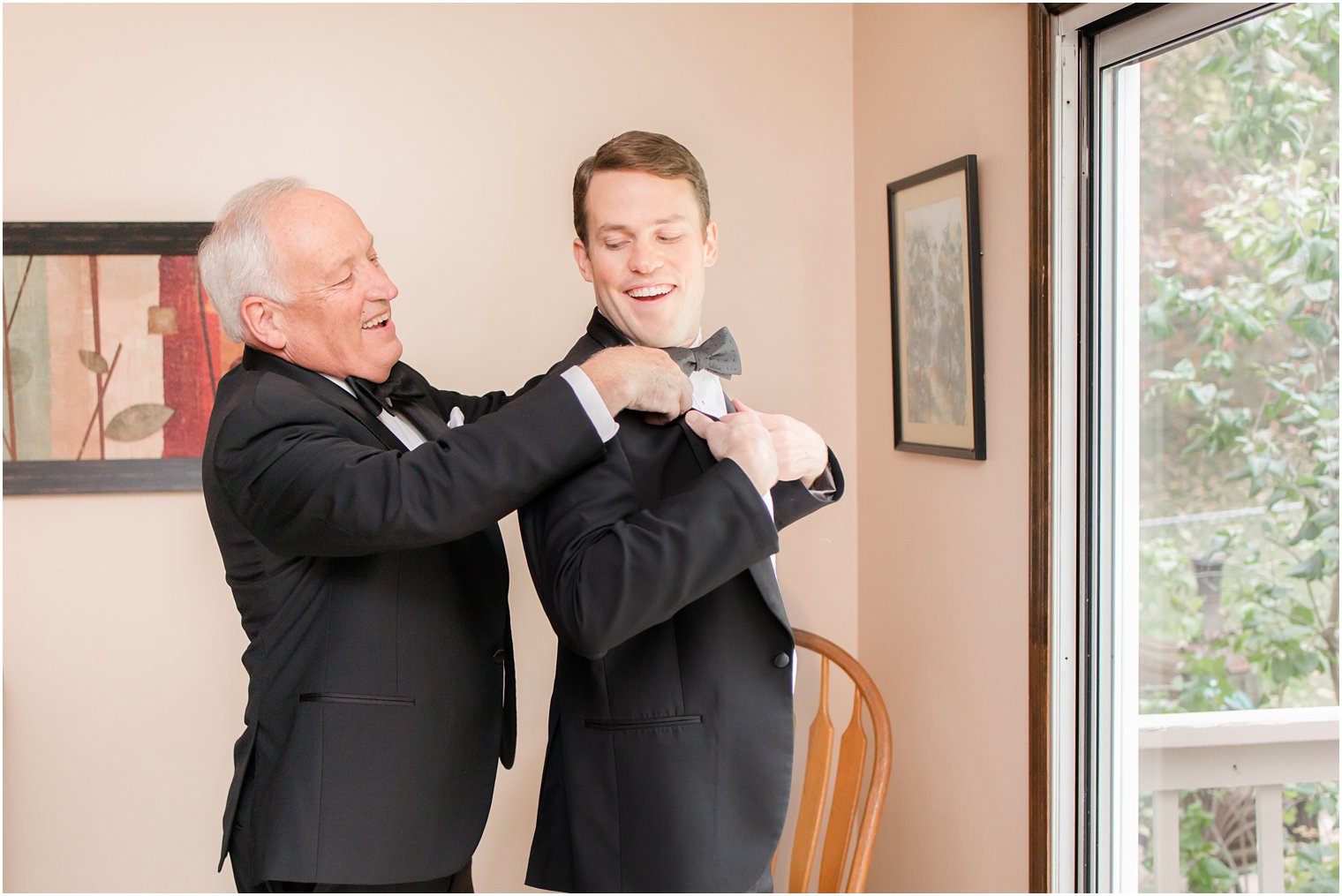 dad adjusts groom's tie for Conservatory at the Sussex County Fairgrounds wedding