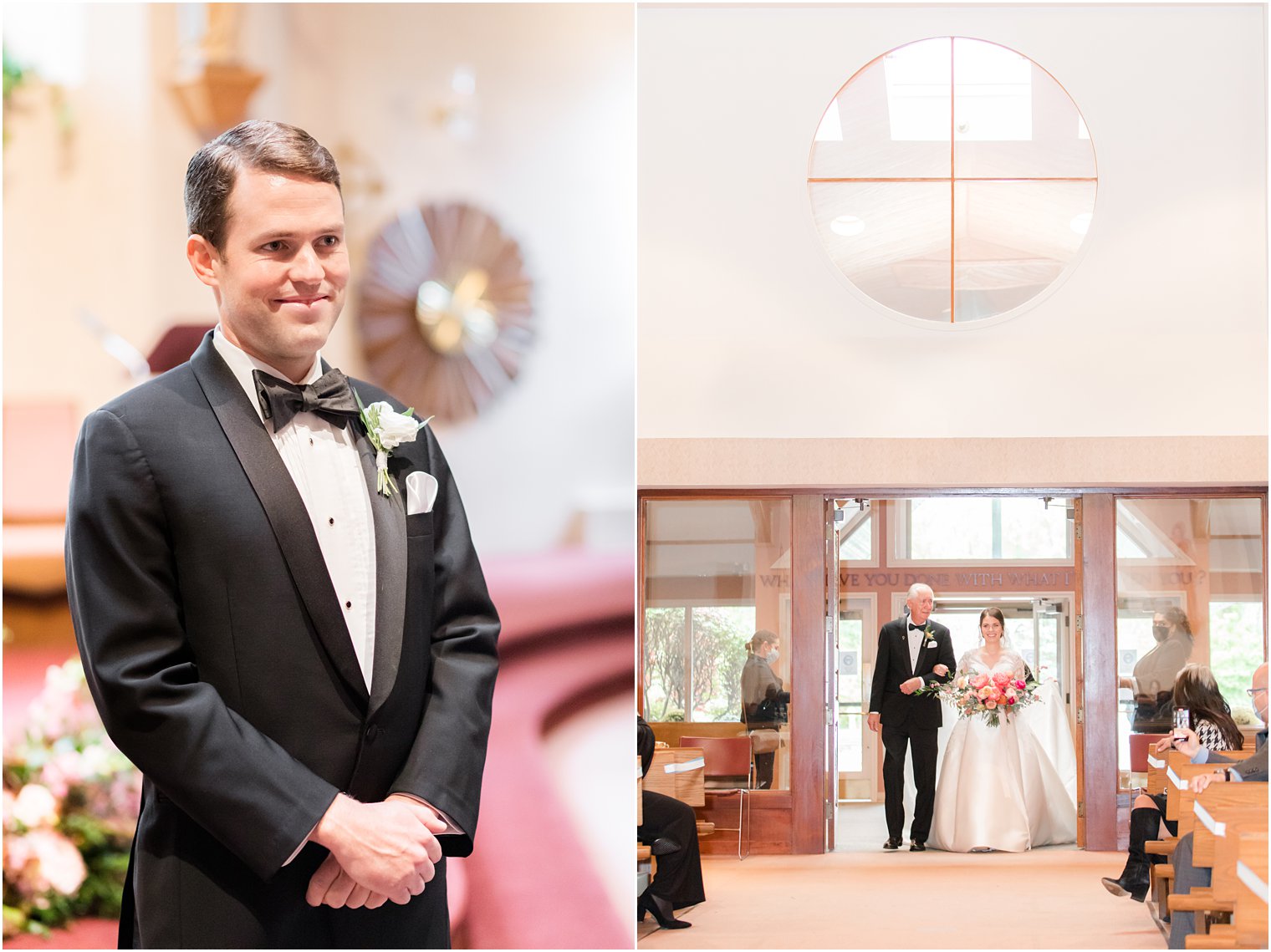 groom sees bride for the first time during traditional wedding ceremony in New Jersey