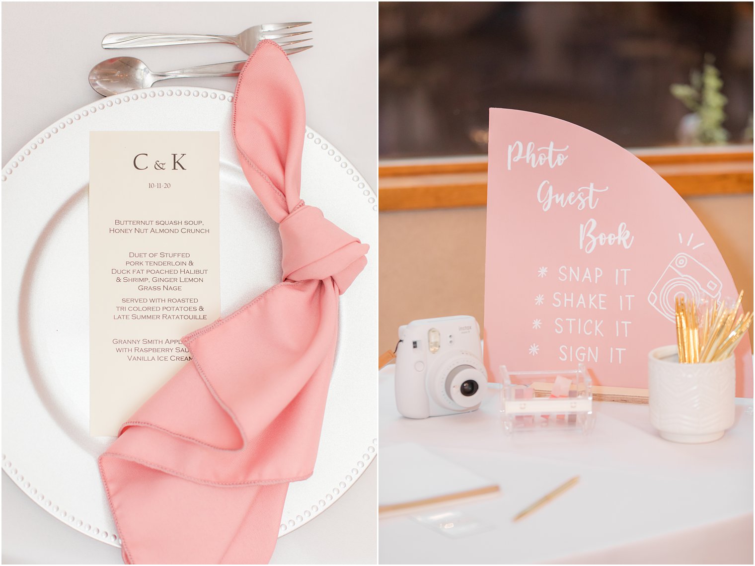 fall wedding with pink and ivory details