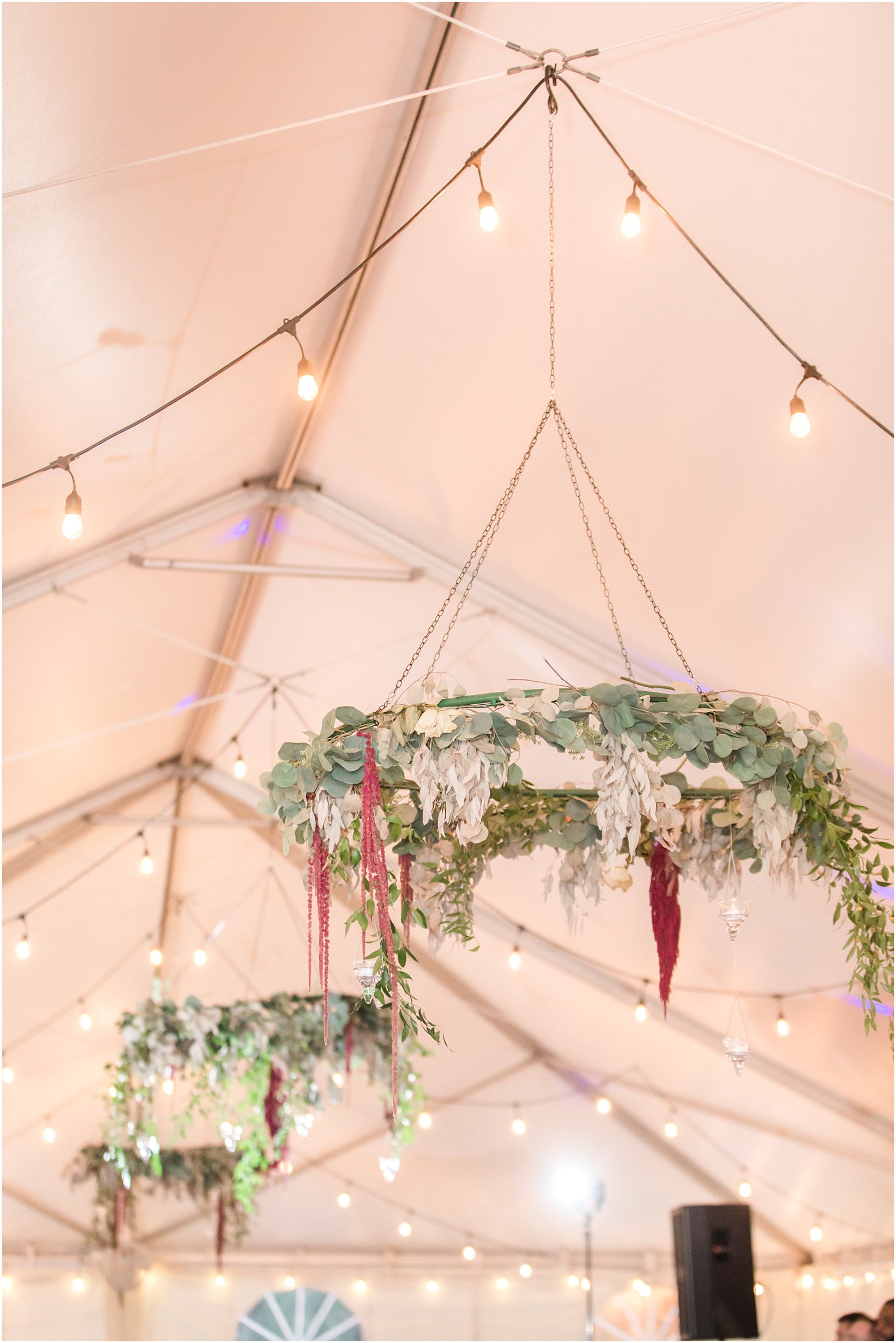 hanging floral arrangements for wedding reception 