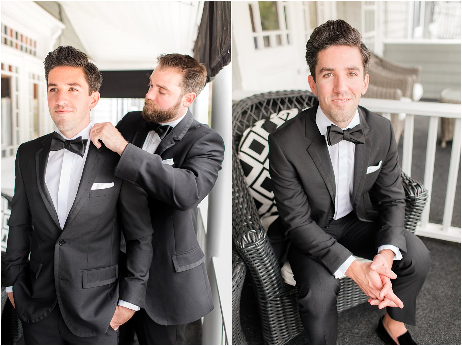 New Jersey portraits of groom on front porch