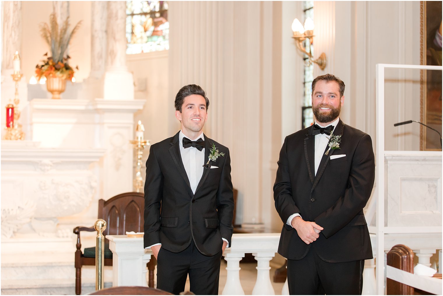 groom sees bride for first time at St. Catharine's Church