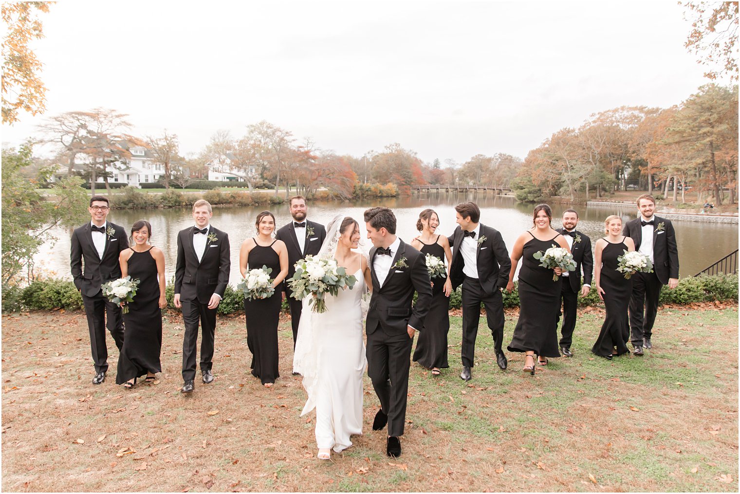 fall wedding party portraits in Divine Park