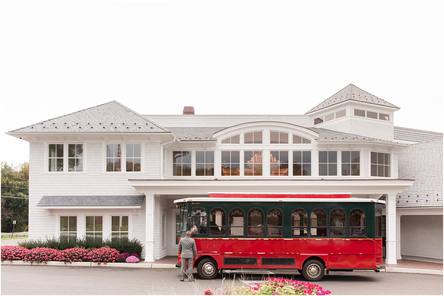 red trolley parked outside The Mill Lakeside Manor