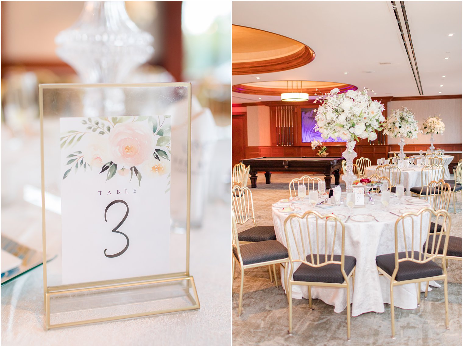 The Mill Lakeside Manor wedding reception modern centerpieces and table numbers