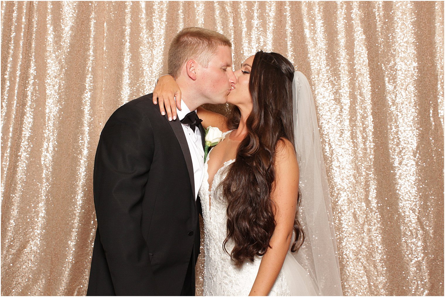 bride and groom kiss in NJ photo booth from Idalia Photography