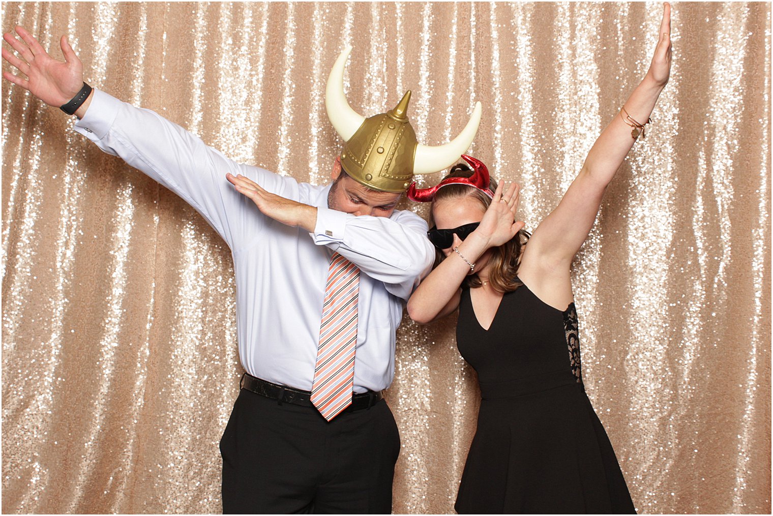 guests dab during NJ photo booth at Bridgeview Yacht Club