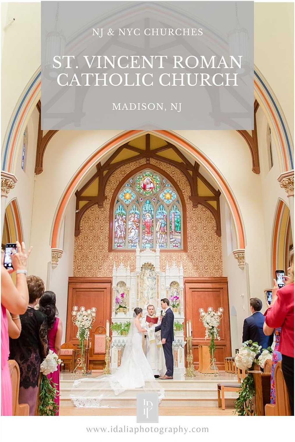 Wedding ceremony at St. Vincent's Roman Catholic Church in Madison, NJ