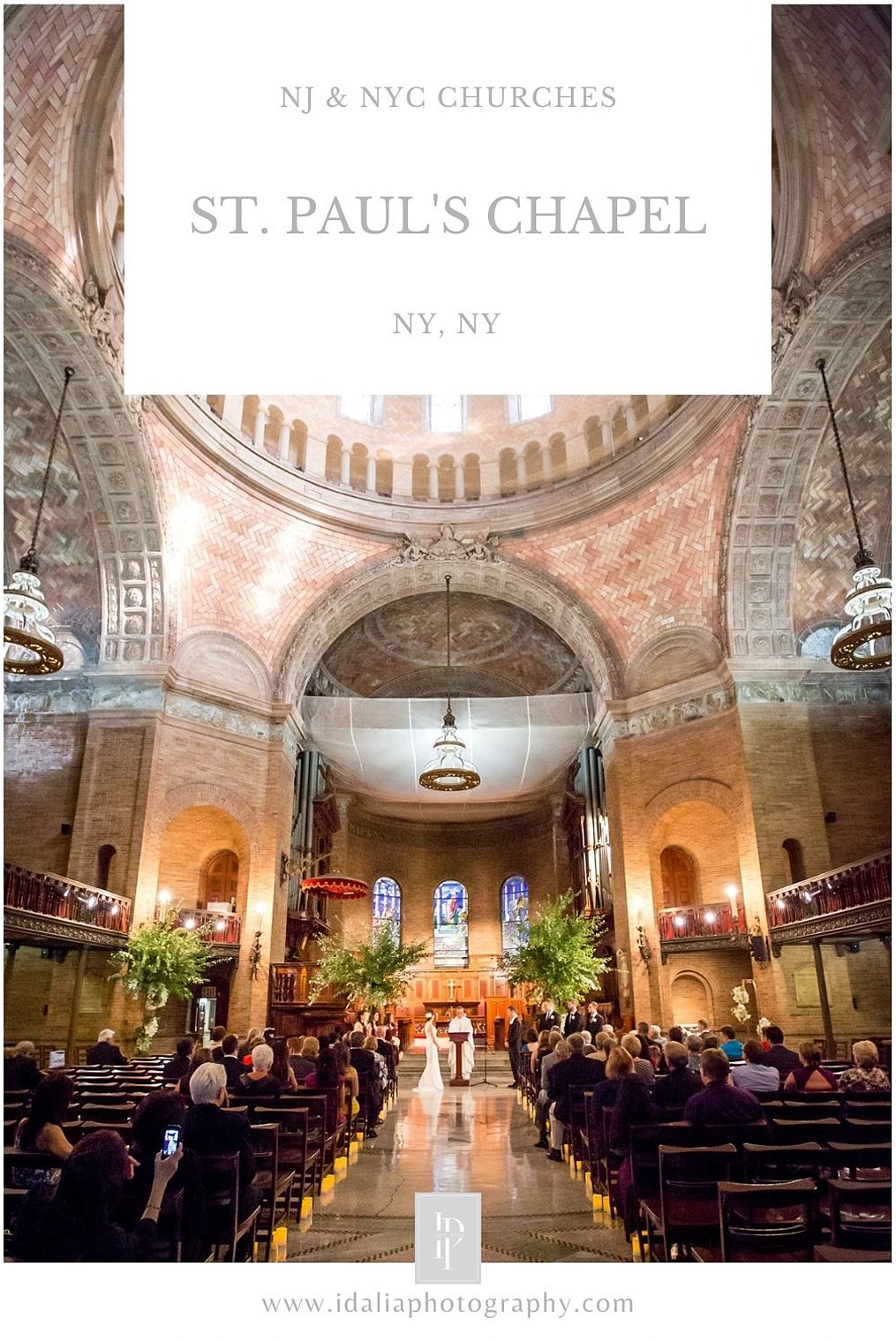 Wedding ceremony at St. Paul's Chapel at Columbia University in NY