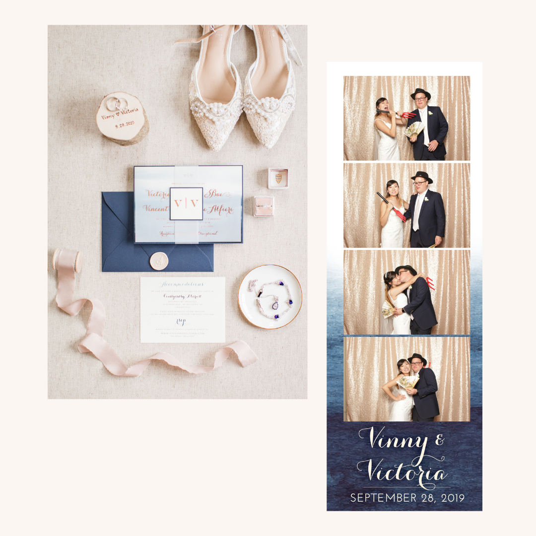 custom photo booth strips with wedding invitation