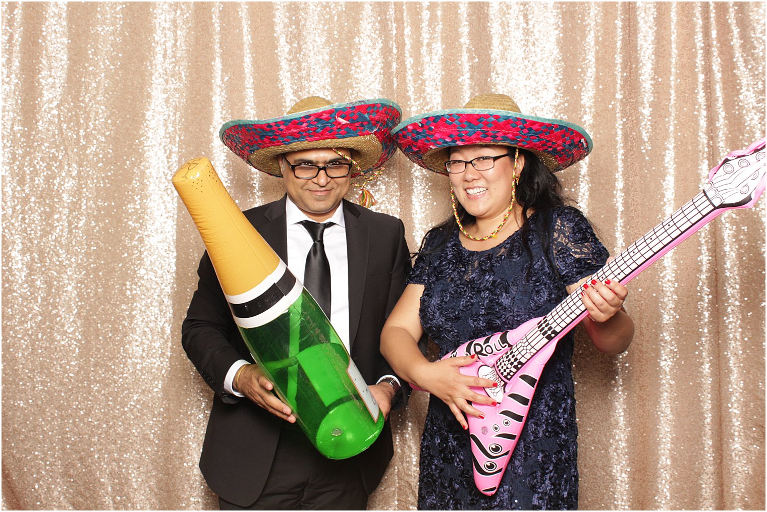 wedding guests wear sombreros during NJ wedding reception