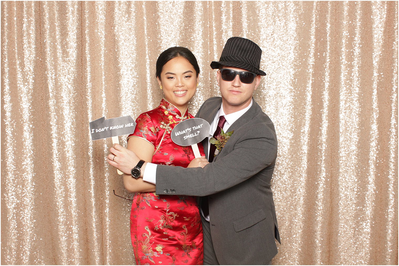 East Brunswick photo booth with bride and groom