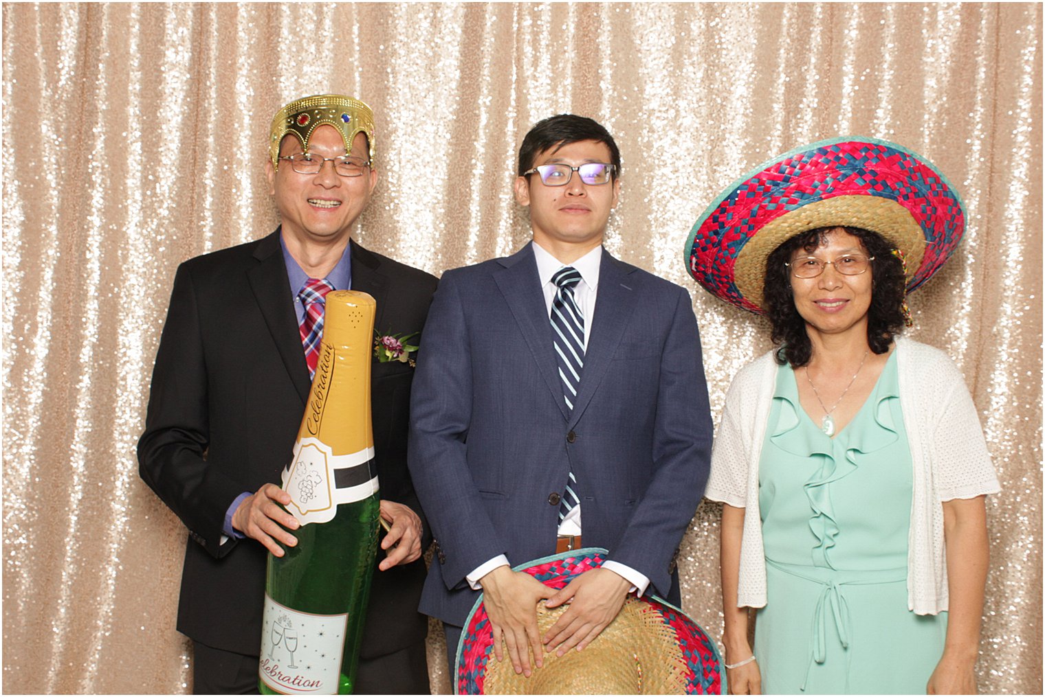 wedding guests pose during NJ wedding reception