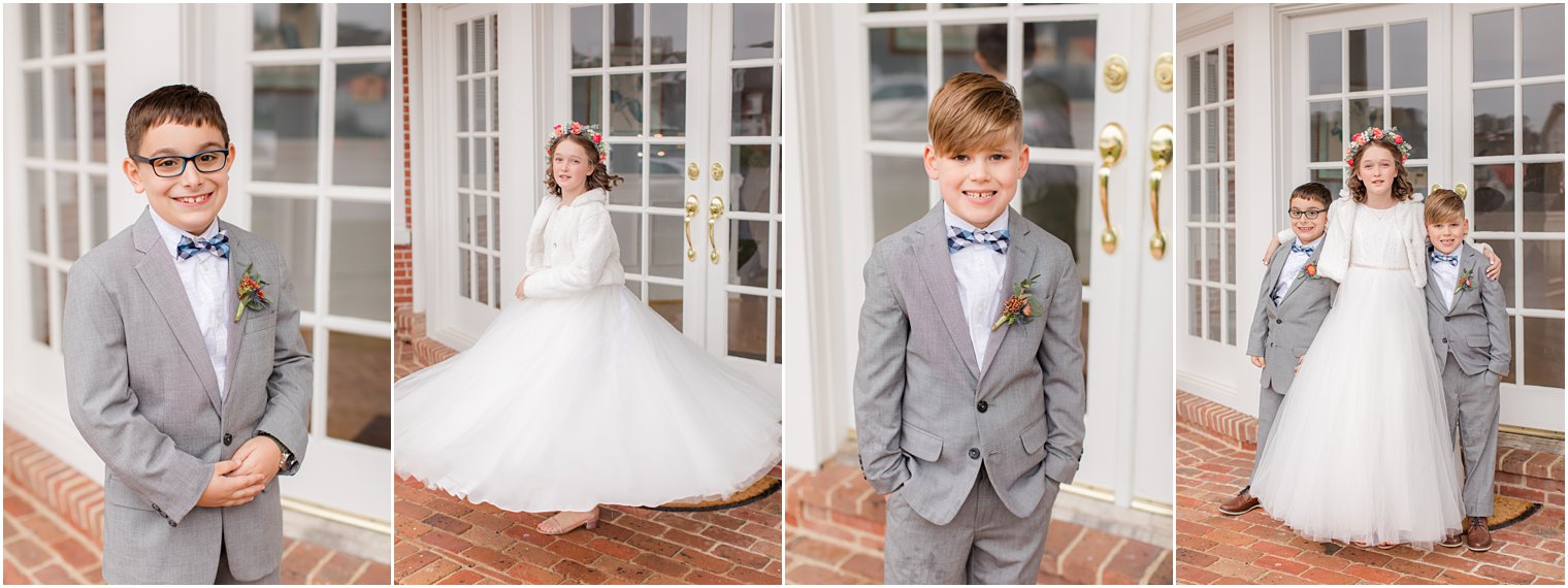 portraits of children on parents' wedding day at Eagle Manor