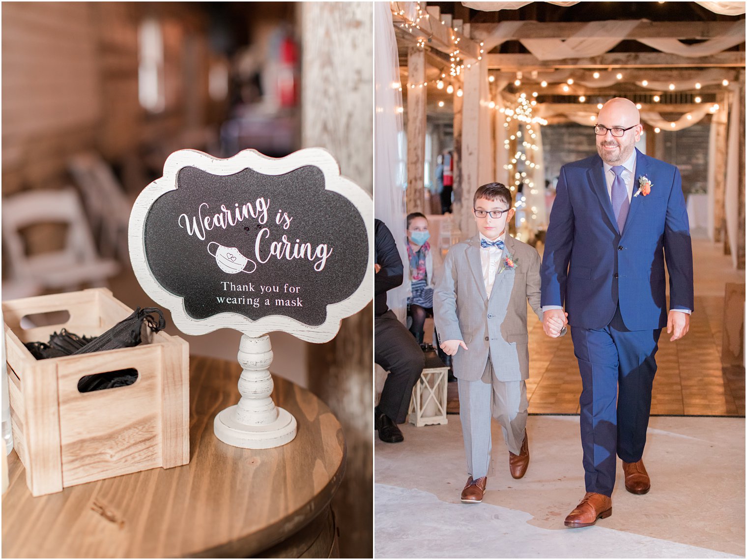 groom walks down aisle with son before NJ wedding