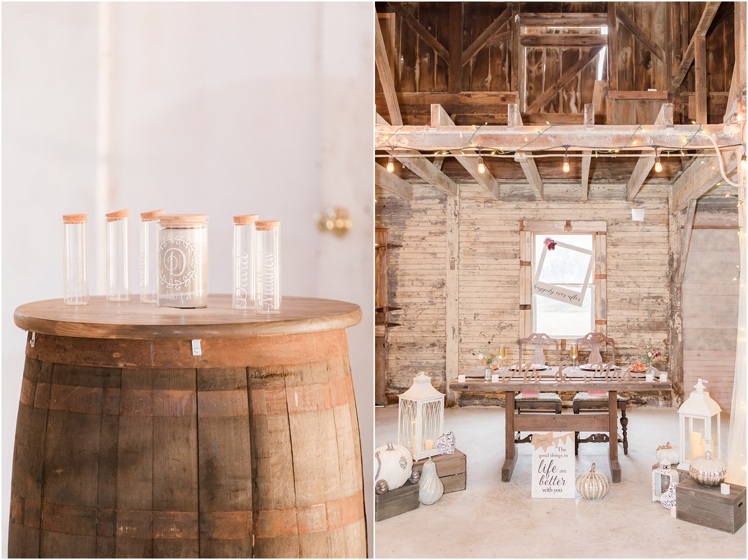 rustic fall details for NJ wedding reception