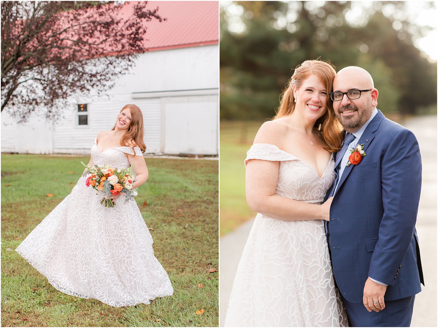 fall wedding portraits of bride and groom at Eagle Manor