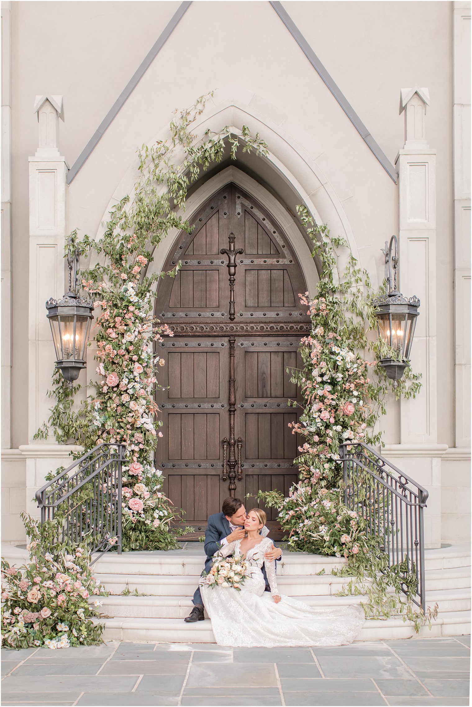 Romantic bride and groom portrait at Park Chateau Estate and Gardens in East Brunswick, NJ