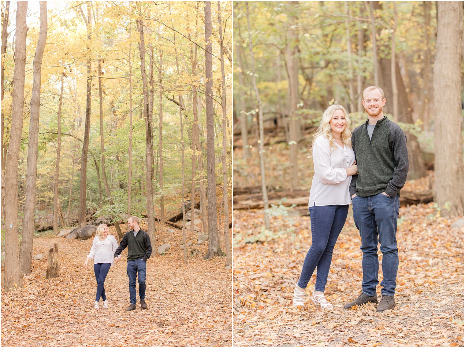 NJ Fall Engagement Session in the woods of reservation 