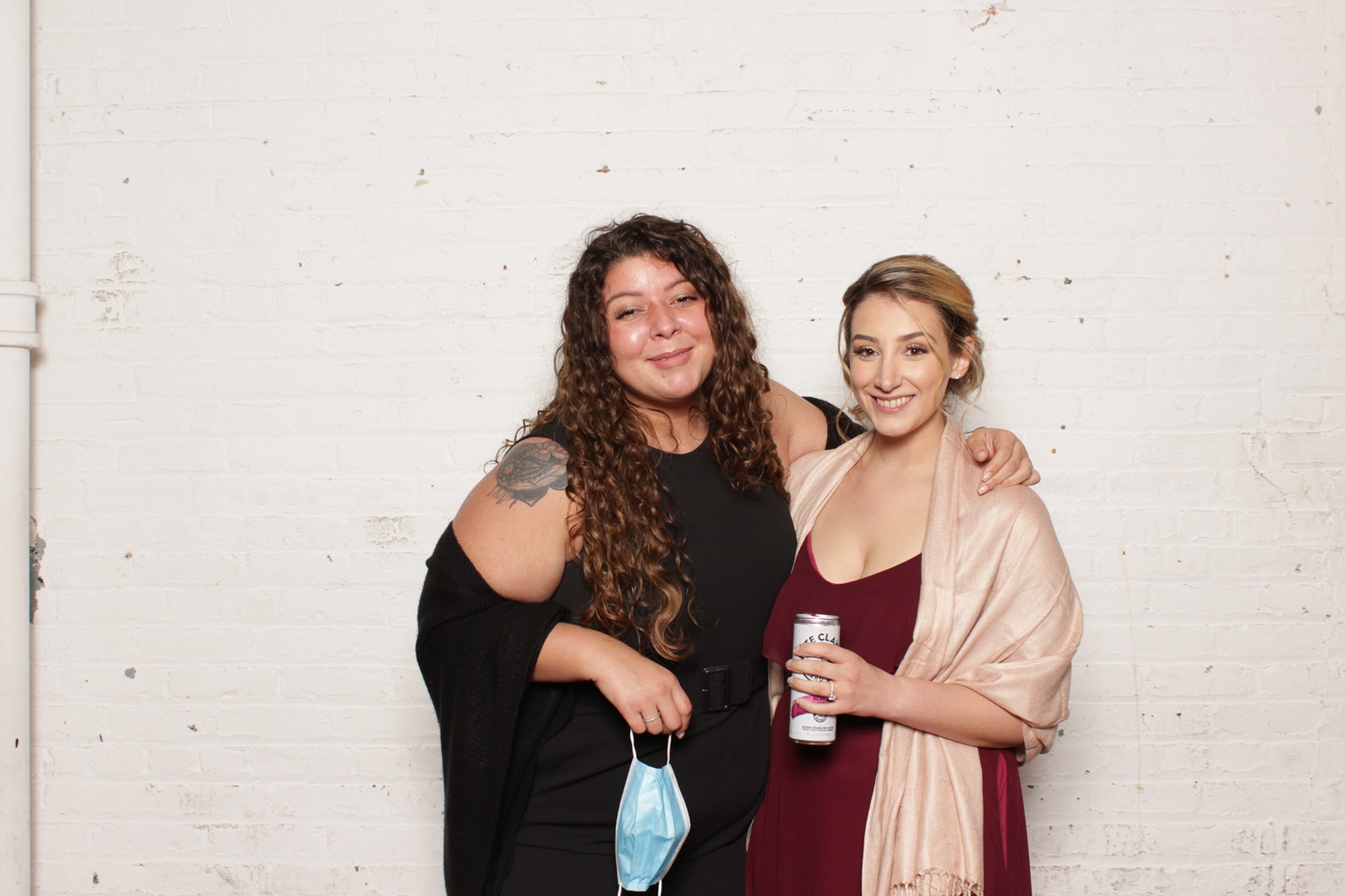 guests pose during Paterson NJ wedding photo booth