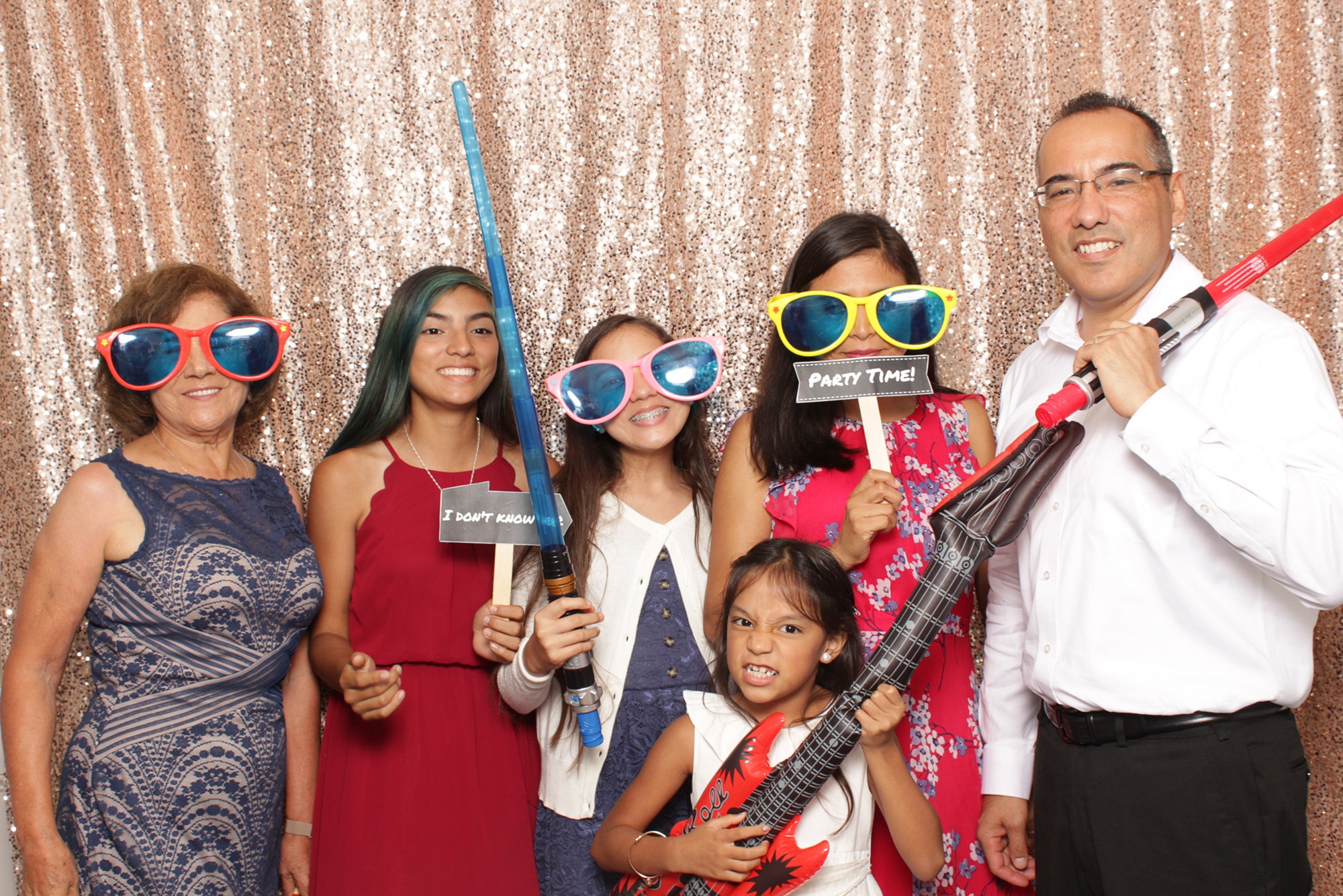 guests pose with light sabers in Brant Beach Yacht Club photo booth