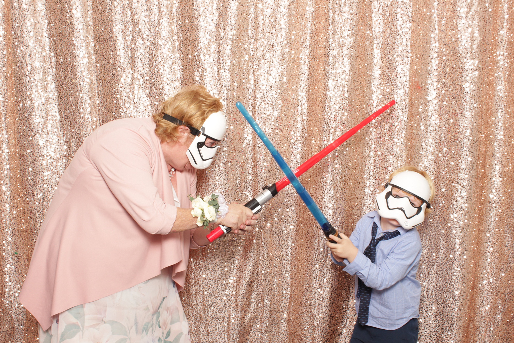 guests play with light sabers during NJ reception